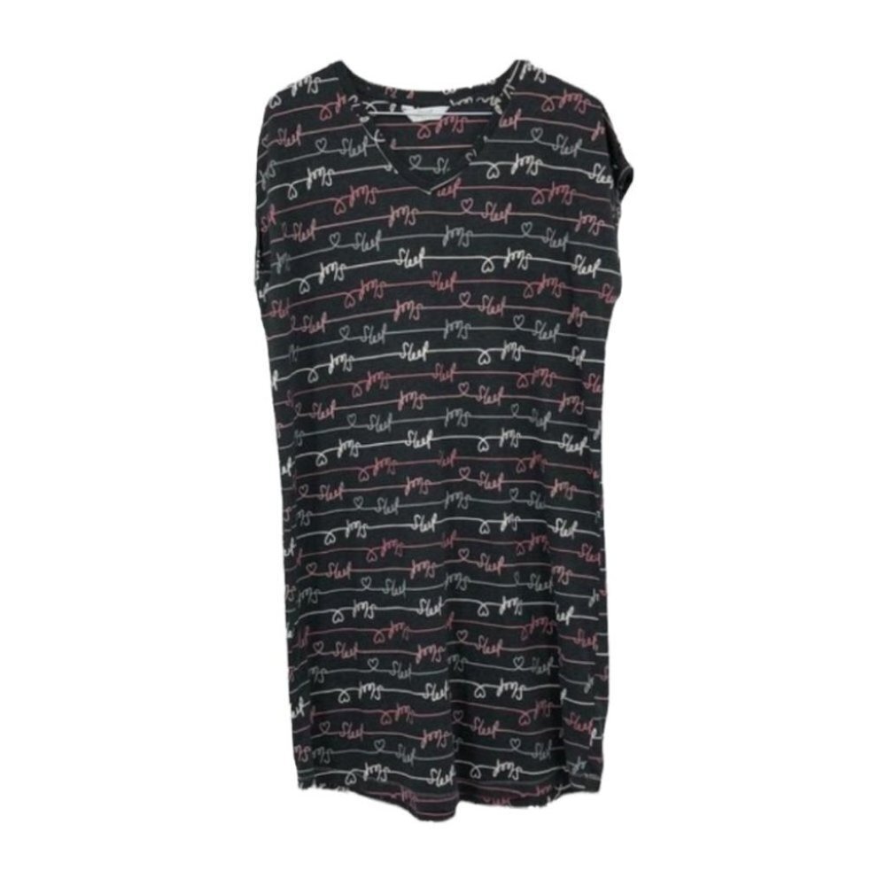 Sleep Well grey sleep script short muumuu pajama dress  size 10
